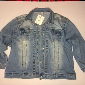 Womens Classic Blue Denim Jacket Button Front Jean Jacket New With Tags XXL